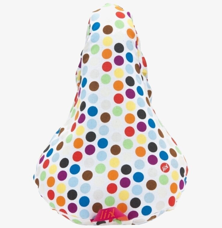 Bild av färgglatt och lekfullt sadelskydd för cykel