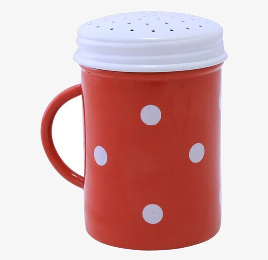 Bild av charmig röd sockerströare med vita prickar