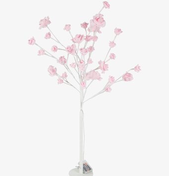 Bild av LED-träd med rosa rosor och stämningsljus