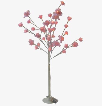 Foto av dekorativt LED-träd med rosa rosor och ljus