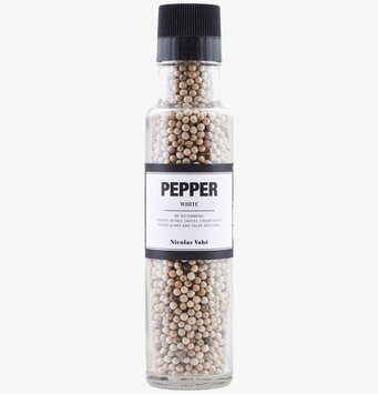 Bild av elegant glasburk med vitpeppar och svart kork