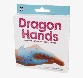 Bild av förpackning med färgglada handtatueringar