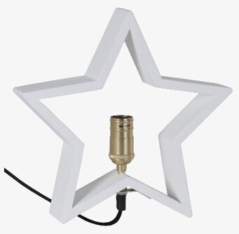 Foto av elegant vit stjärnformad ljuskälla i trä