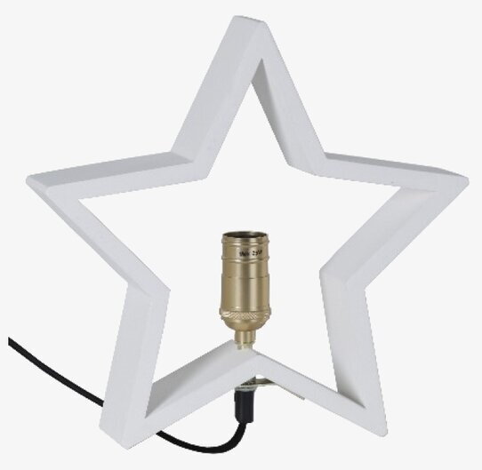 Foto av elegant vit stjärnformad ljuskälla i trä
