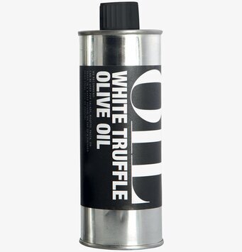 Bild av exklusiv olivolja i modern metallförpackning