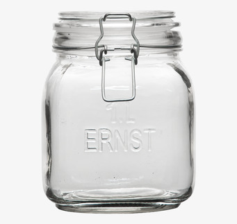 Bild av glasburk med spännlock och tidlös design
