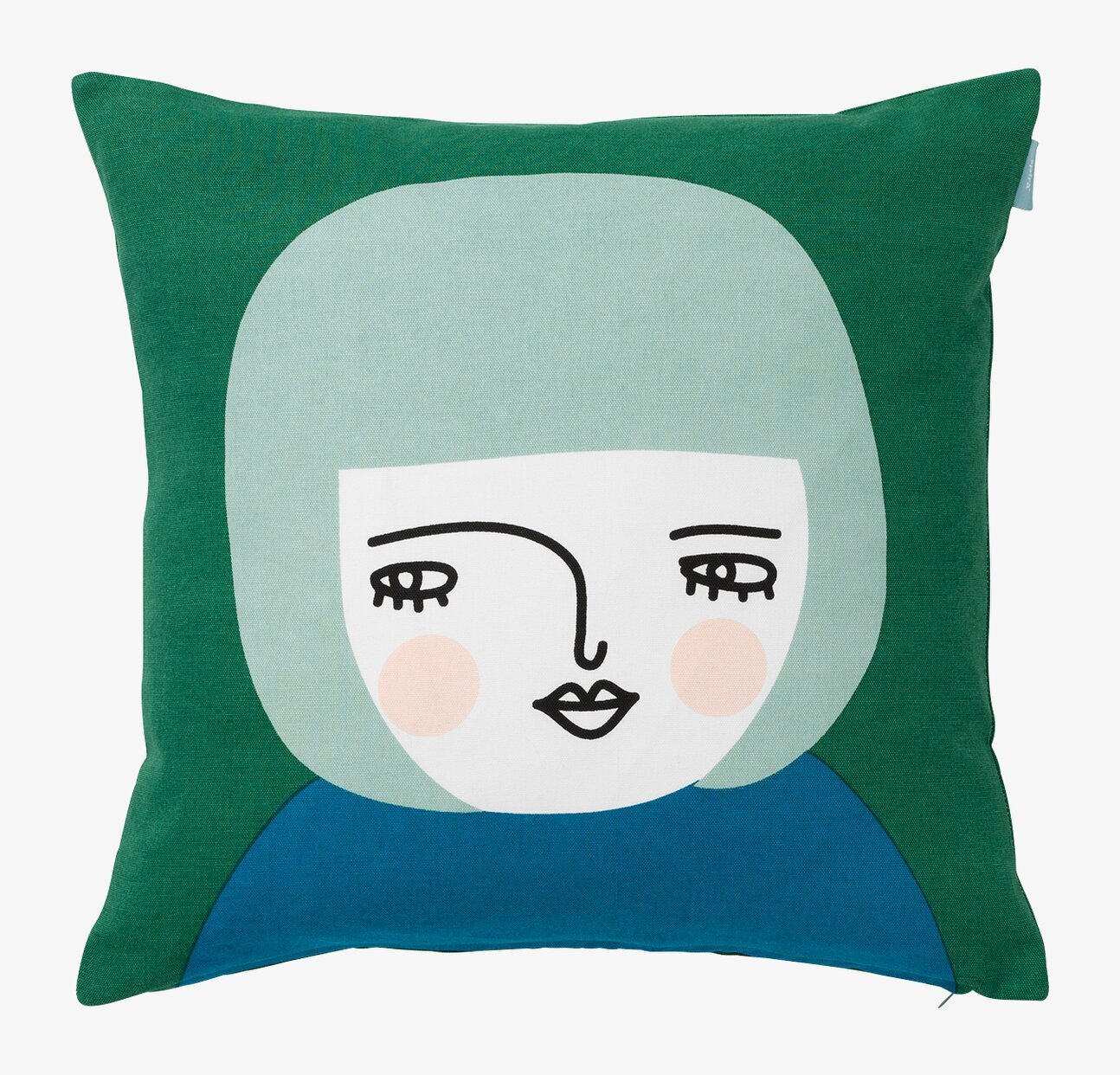 Kuddfodral Irmalie från Spira med stiliserat ansikte