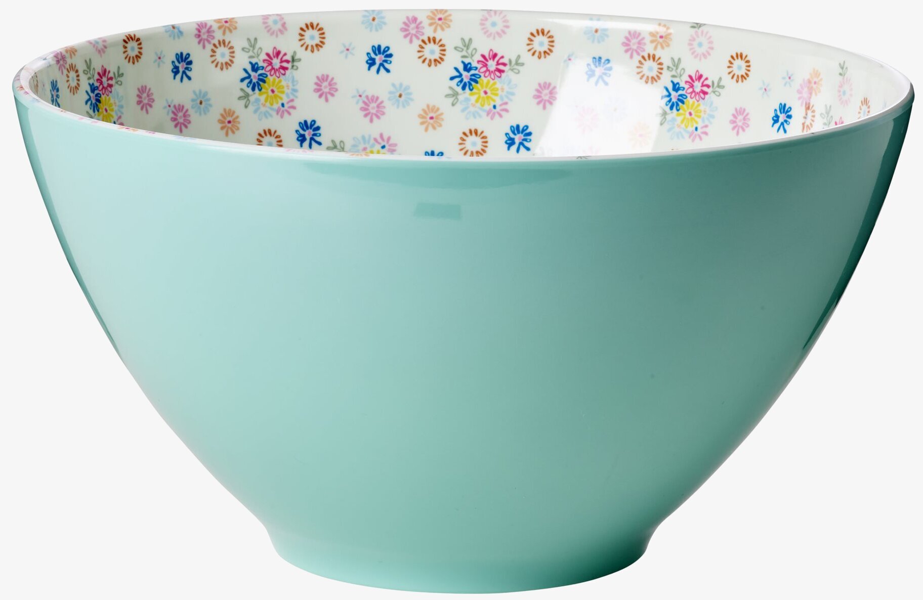 Salladsskål Flower Turkos från Rice med blommönster inuti