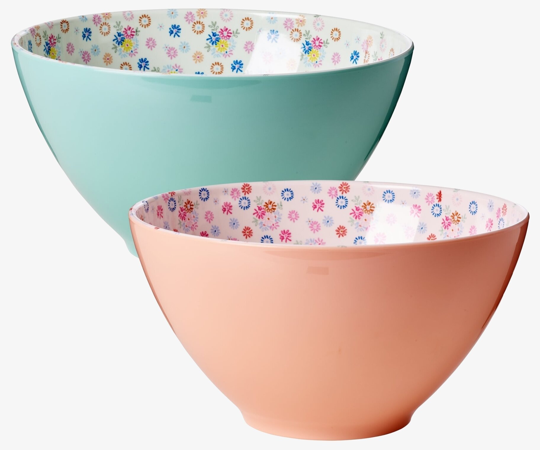 Salladsskål Flower Turkos från Rice med blommönster