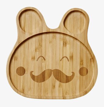Bild av lekfull barntallrik i bambu med djurdesign