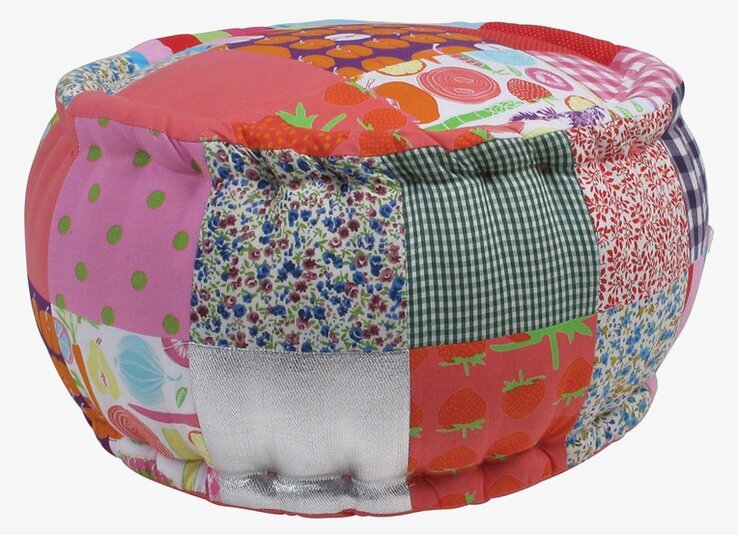 Sittpuff Patchwork Röd från Rice med färgglada mönster