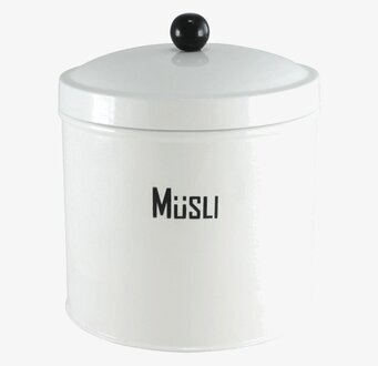 Bild av stilren och funktionell plåtburk för müsli