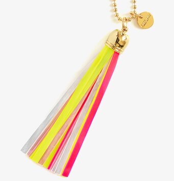 Bild av färgglad reflextofs med neonfärger och kedja