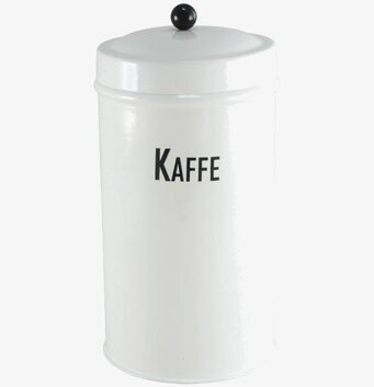 Foto av stilren plåtburk för kaffe i skandinavisk design