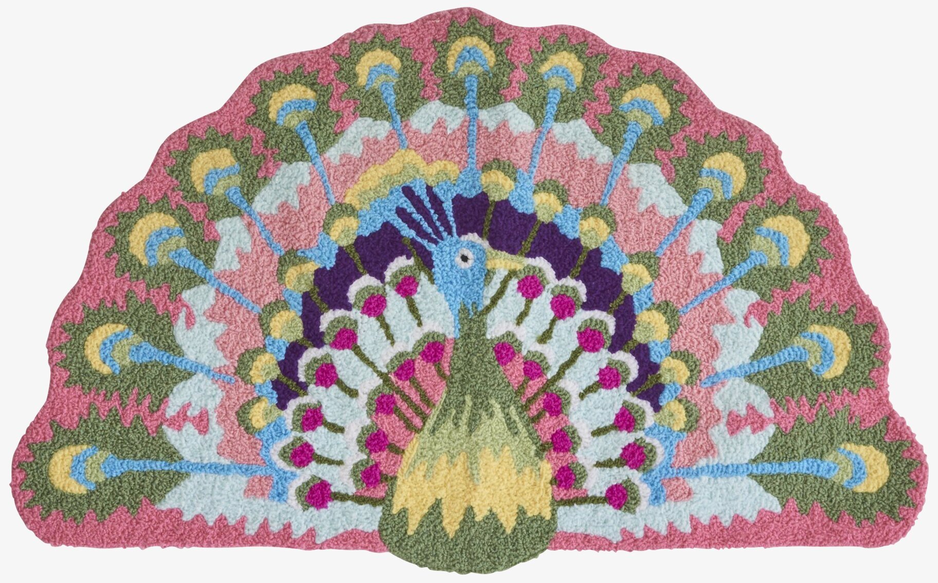 Matta Påfågel Rosa/Grön från Rice med livfulla färger