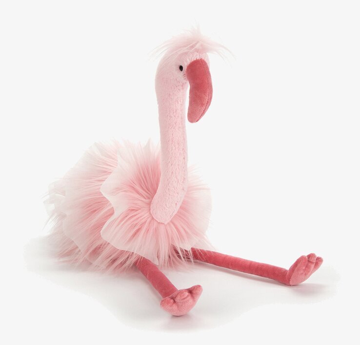 Flo Maflingo från Brigbys, en ljusrosa flamingo-mjukisdjur