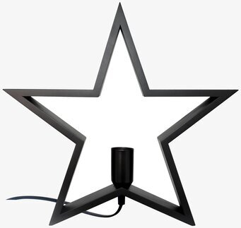 Bild av stilren, svart stjärnformad ljuslykta i trä