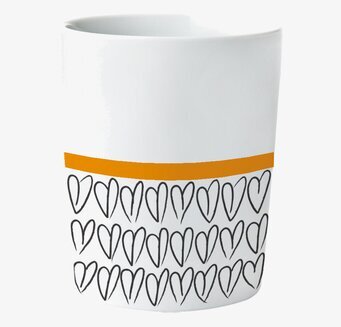 Bild av elegant äggkopp med orange och hjärtmönster