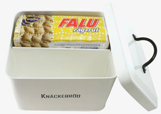 Bild av stilren plåtburk för knäckebrödsförvaring