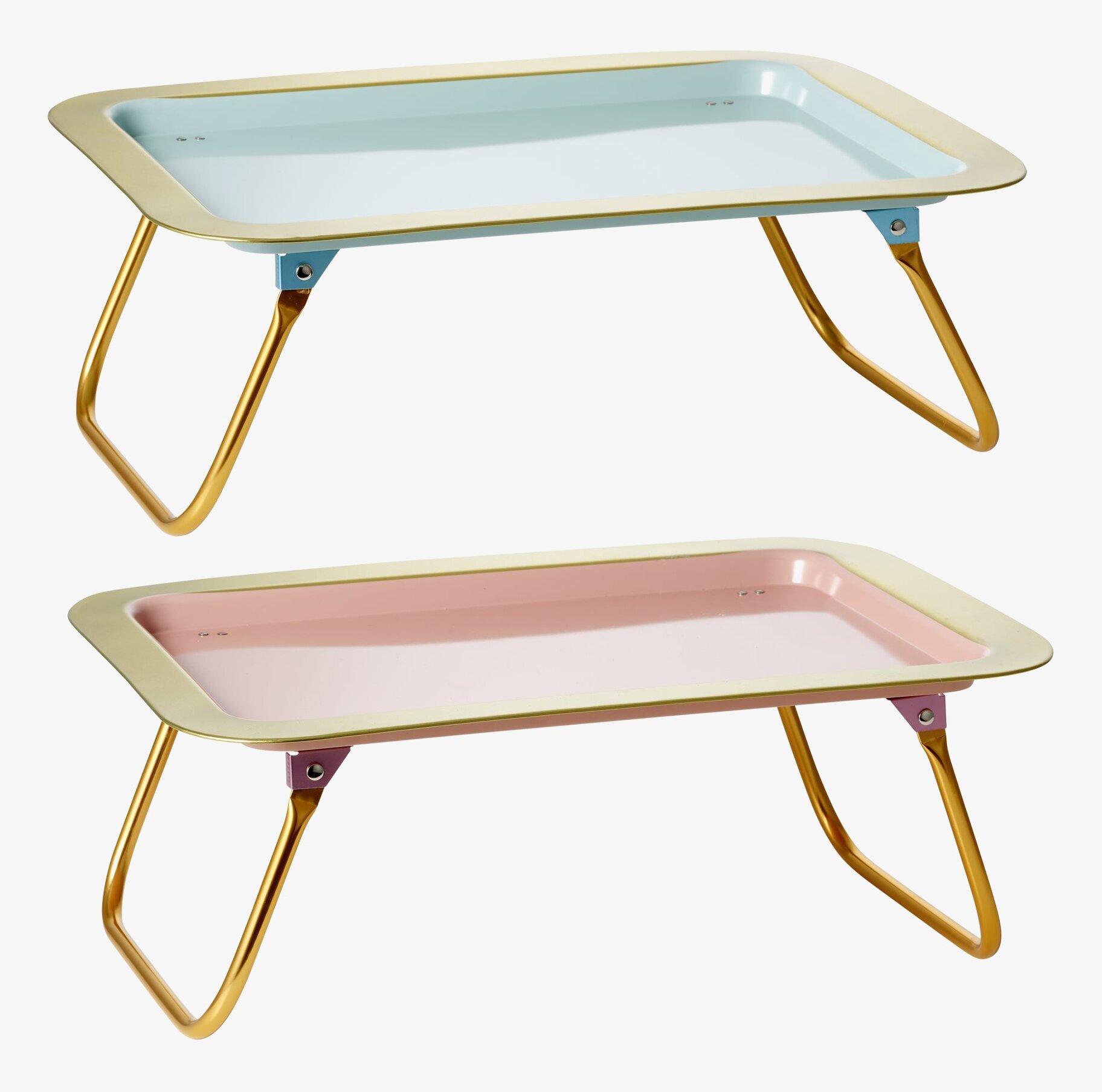 Sängbricka Rosa/Guld från Rice med hopfällbara ben