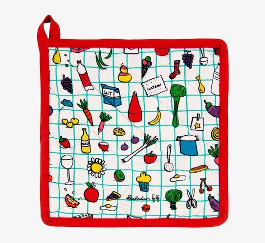 Grytlapp Köksruta från Derriére la porte med färgglada mönster