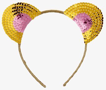 Bild av färgglatt diadem med paljetter i gult och rosa