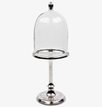 Foto av elegant kakfat med glas och metall detaljer