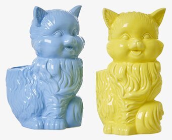 Bild av lekfulla keramiska tandborsthållare katter