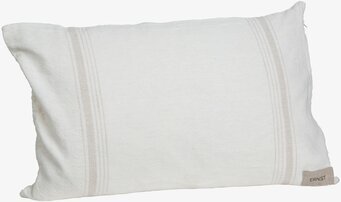 Bild av stilren kudde med vita och beige ränder