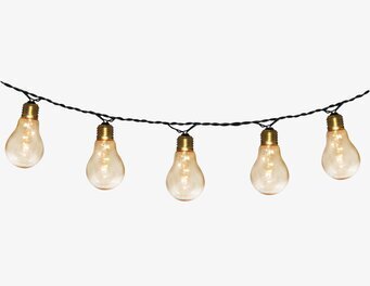 Bild av stilren ljusslinga med LED-lampor i guldton