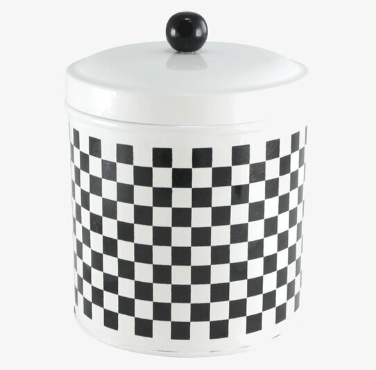 Plåtburk Svarte Petter Ruta från Strömshaga på köksbänk