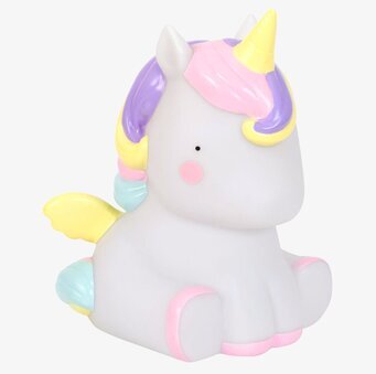 Bild av enhörningslampa med LED och pastellfärger