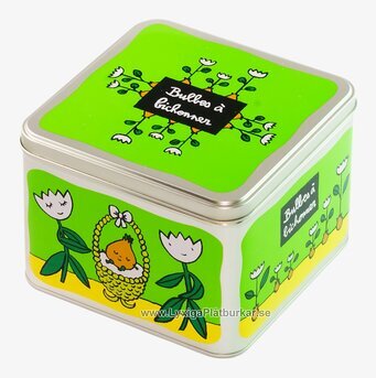 Bild av färgglatt trädgårdsset med blommotiv i grönt