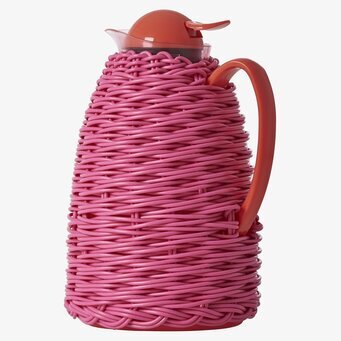 Bild av termos med flätad design och ceriserosa nyans