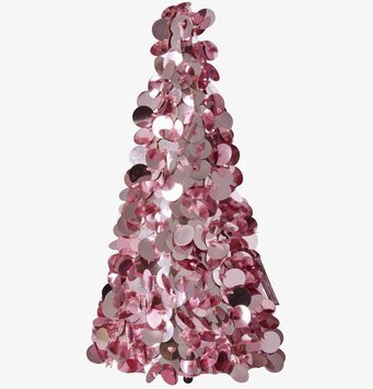 Foto av unik rosa paljettgran med glänsande textur