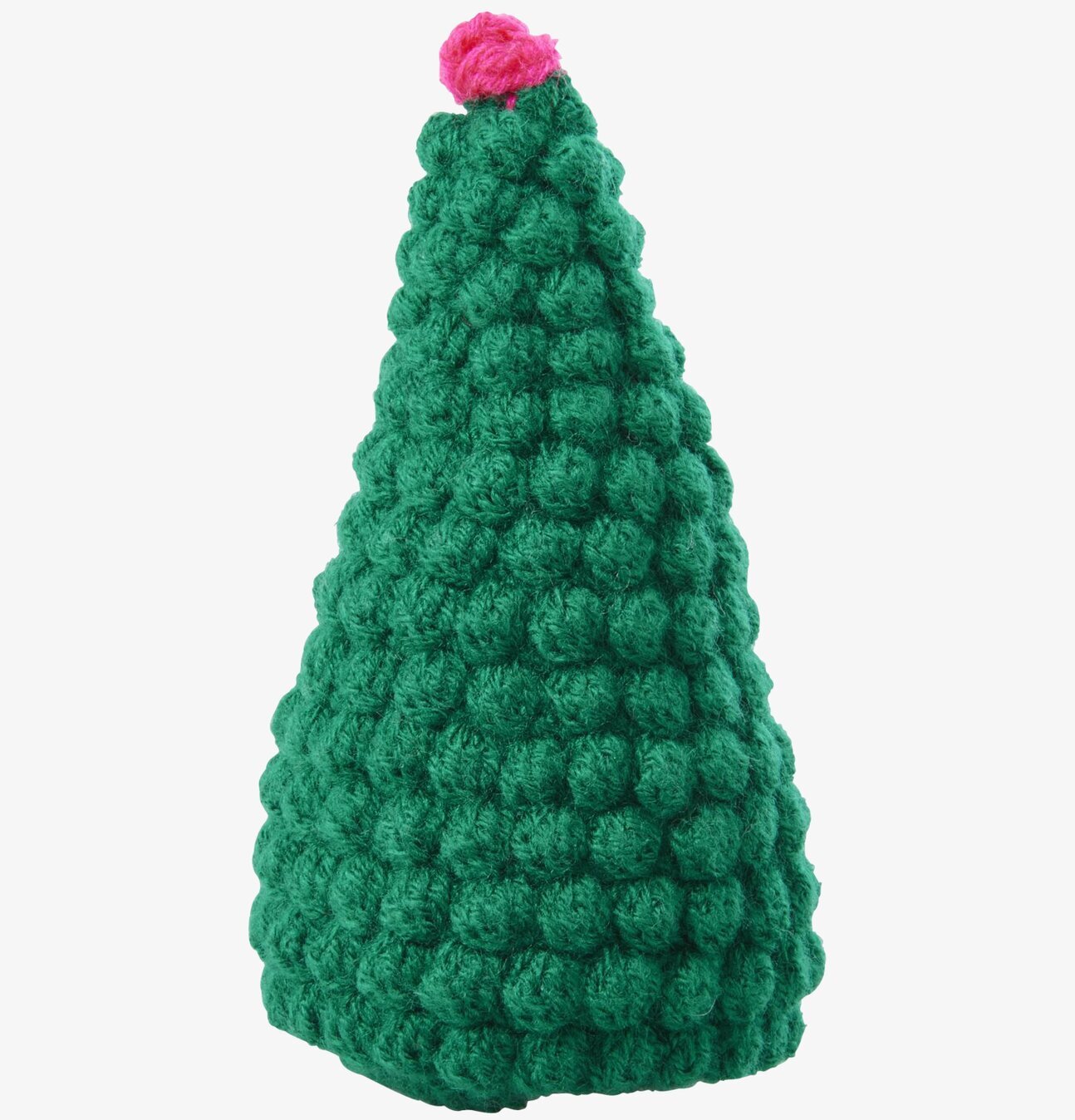 Bild av handvirkad julgran med levande färger och textur