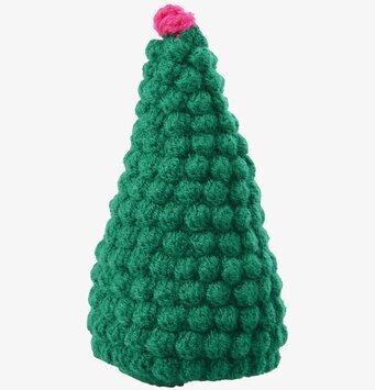 Bild av handvirkad julgran med levande färger och textur