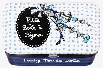 Foto av elegant smyckeskrin med blå stjärndesign