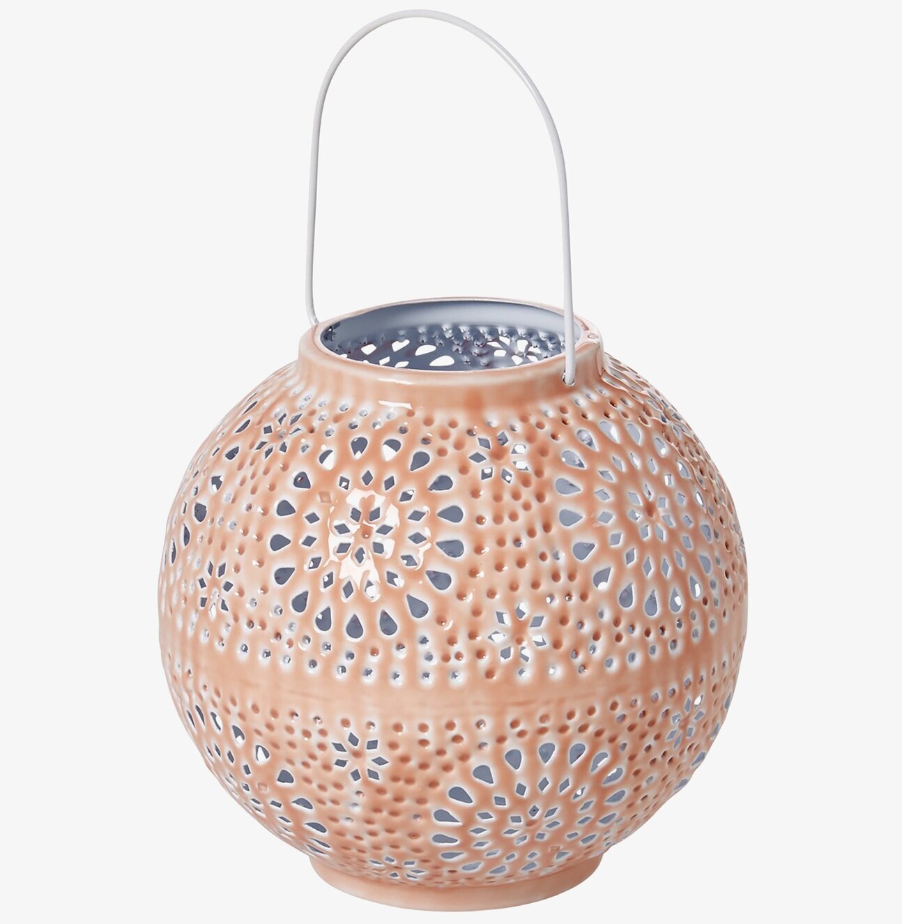 Lanterna Coral Small från Rice i korallfärgad keramik