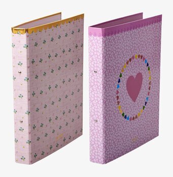 Bild på färgglada och stilrena A4-pärmar med mönster