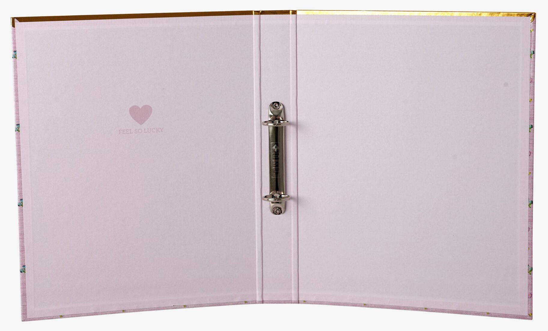 Pärm A4 Med 2 Ringar från Rice med ljusrosa insida och hjärta