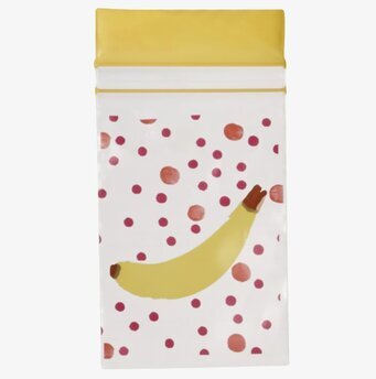 Bild av färgglad och lekfull plastpåse med bananmönster