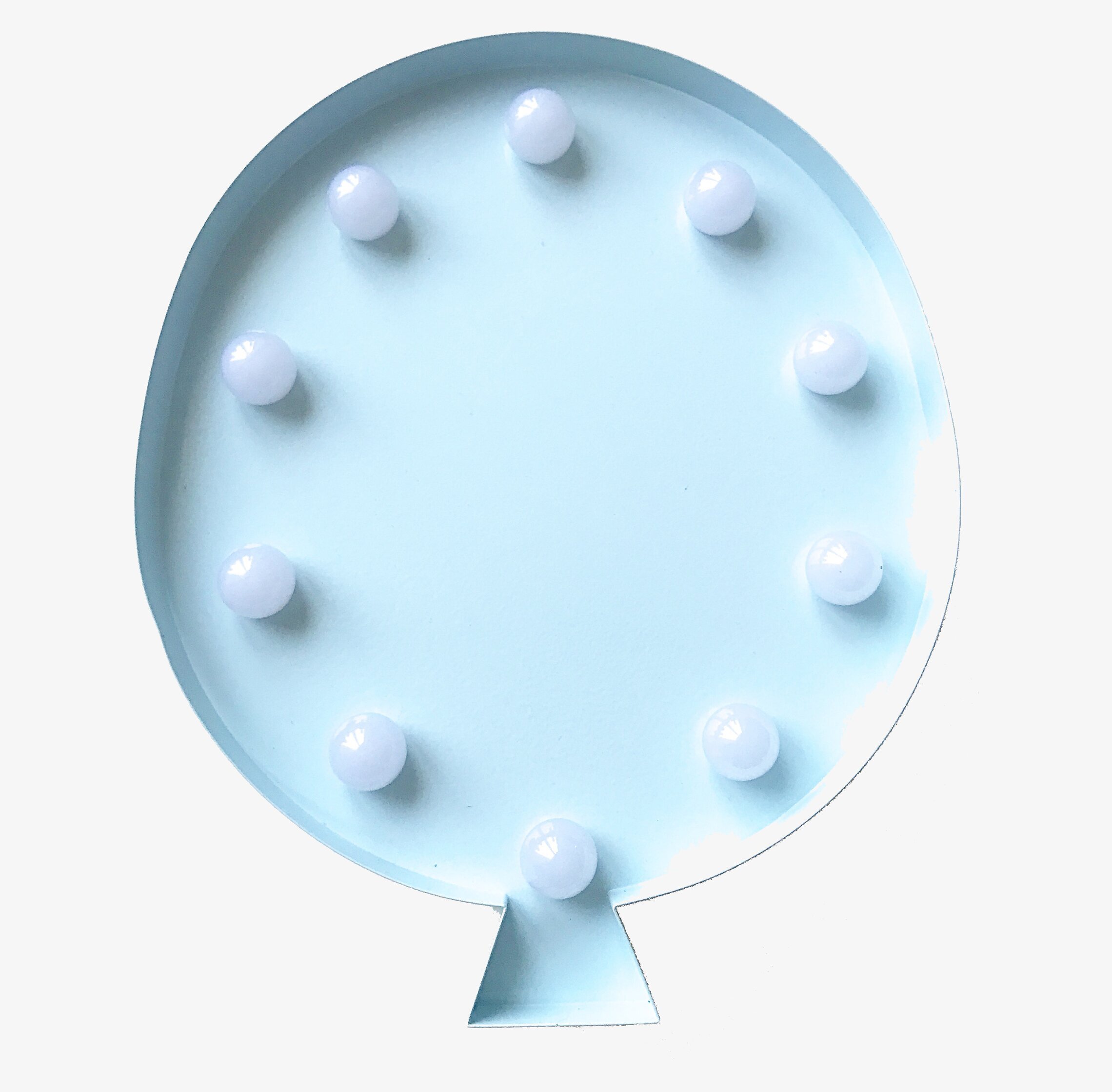 Bild av turkos ballonglampa med LED-ljusdetaljer