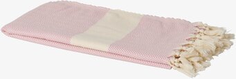 Bild av pastellrosa hamamhandduk med zickzackmönster