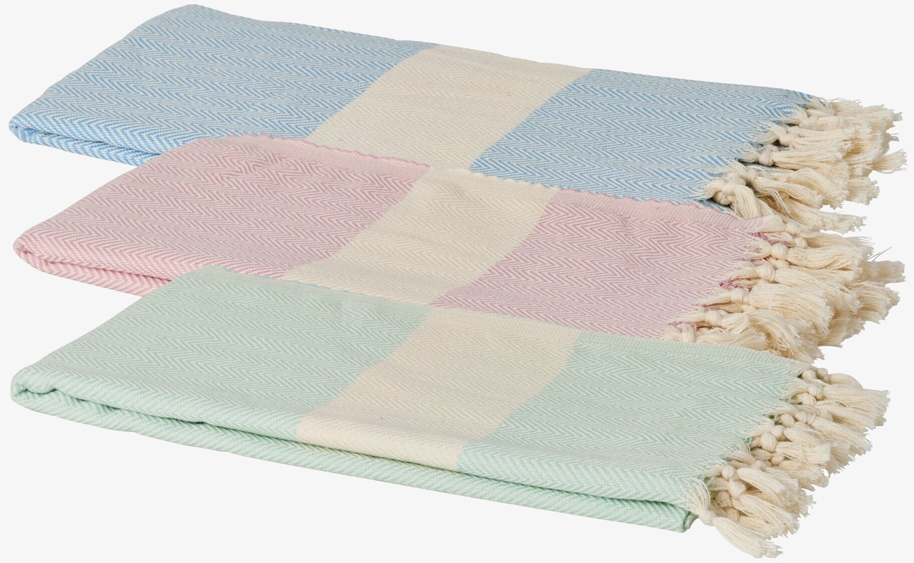 Hamam Handduk Pastellrosa från Rice med dekorativa tofsar