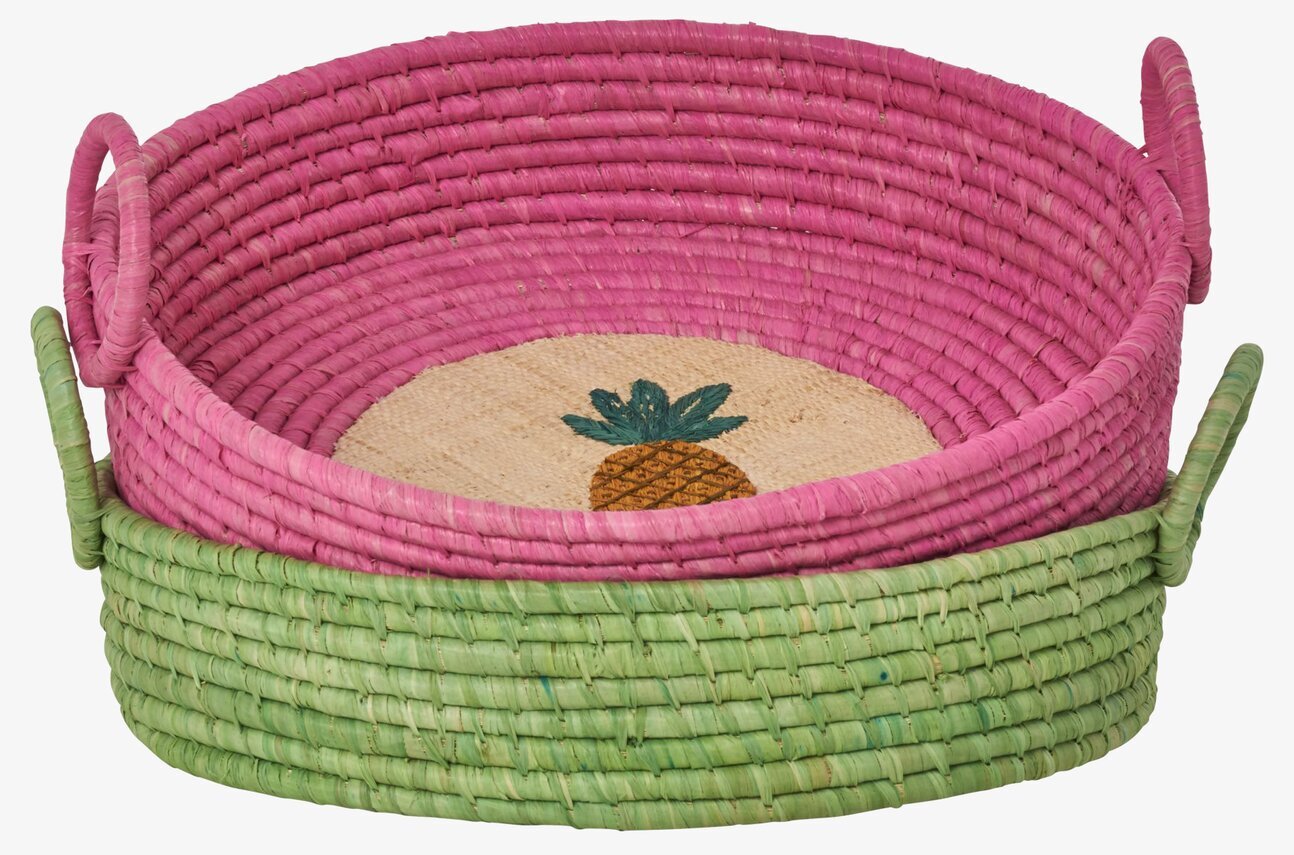 Rund Brödkorg Melon från Rice i gräsgrön och rosa färg