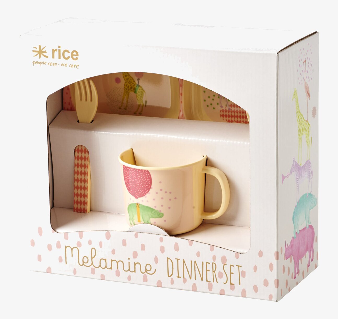 Bild av färgglatt middagsset för barn med djurmotiv