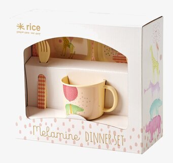 Bild av färgglatt middagsset för barn med djurmotiv