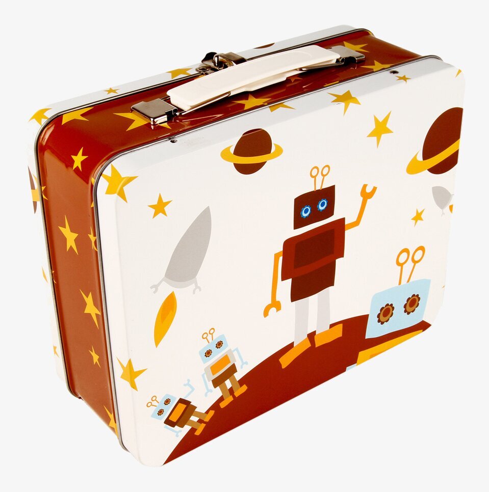 Bild av lekfull lunchlåda med retro och rymdtema