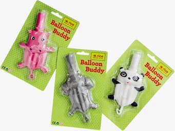 Bild av lekfulla djurformade ballongbollar i kartong